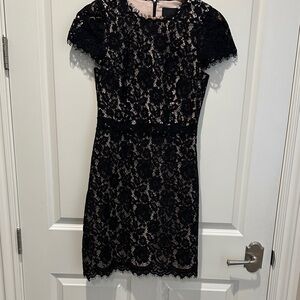 J. Crew Collection Black Lace Dress with Nude Lining